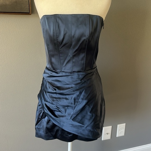 Fleur Du Mal Strapless Draped Dress Slate Blue Strapless - Picture 3 of 14